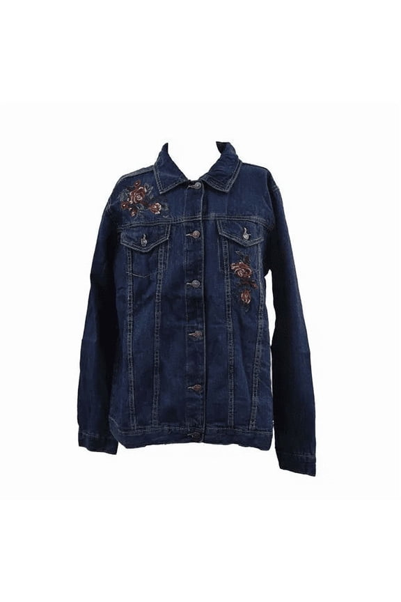 Women's Embroidery Denim Jacket in Blue - Medium