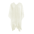 thumbnail image 1 of The Skyline Collection Women's Ivory Fringed Open Front Shawl Sweater, 1 of 4