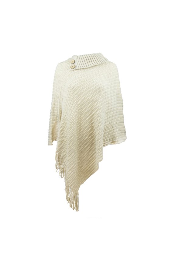 Women's Knitted Poncho in Beige, One Size