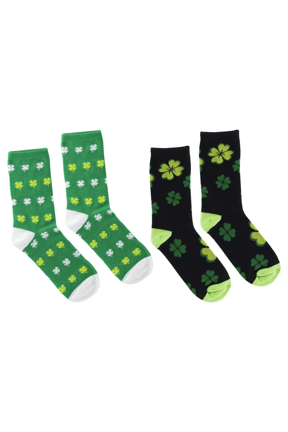 The Skyline Collection Women's Lucky Clover Socks In White and Black, Set of 2