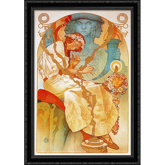 The Slav Epic 28x40 Large Black Ornate Wood Framed Canvas Art by Alphonse Mucha
