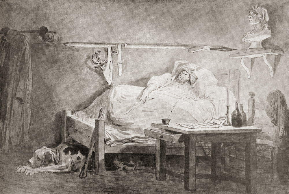 The Sleep Of Marat After The Painting By Hubert Robert Jean-Paul Marat 1743 Canvas Art - Ken Welsh Design Pics (17 x 11)