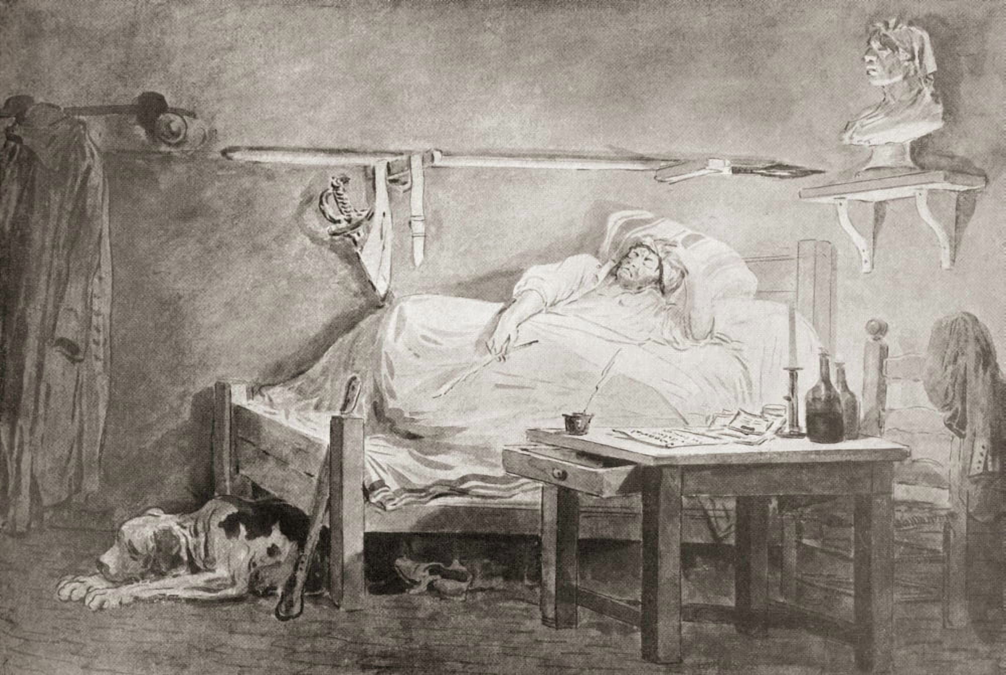 The Sleep Of Marat After The Painting By Hubert Robert Jean-Paul Marat 1743 Canvas Art - Ken Welsh Design Pics (34 x 22)