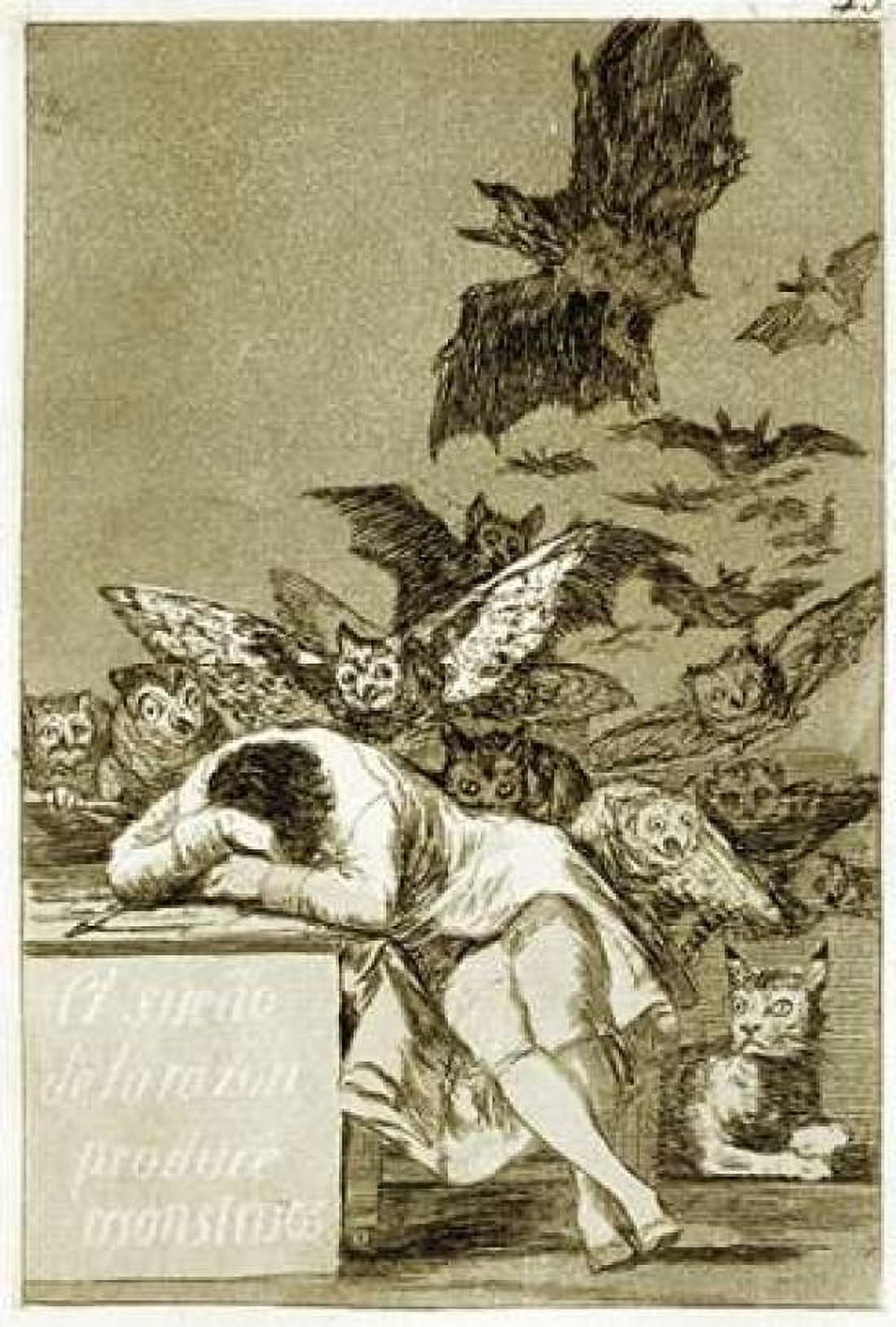 The Sleep of Reason Produces Monsters - Los Caprichios Canvas Art - Francisco De Goya (20 x 28)