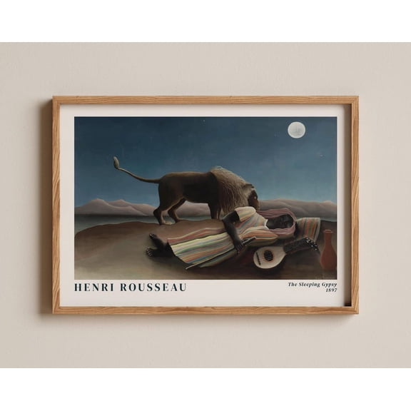 The Sleeping Gypsy Henri Rousseau Surreal Primitive Symbolism Lion Traveler Unframed Canvas 8x10in