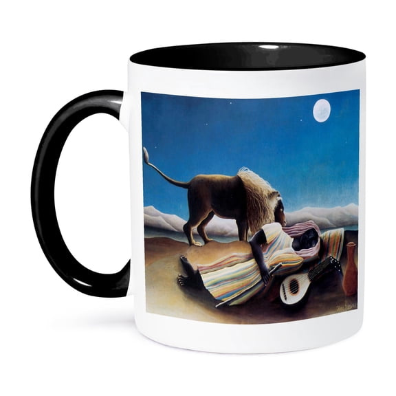 3dRose, The Sleeping Gypsy by Henri Rousseau, 15oz Two-Tone Black Mug