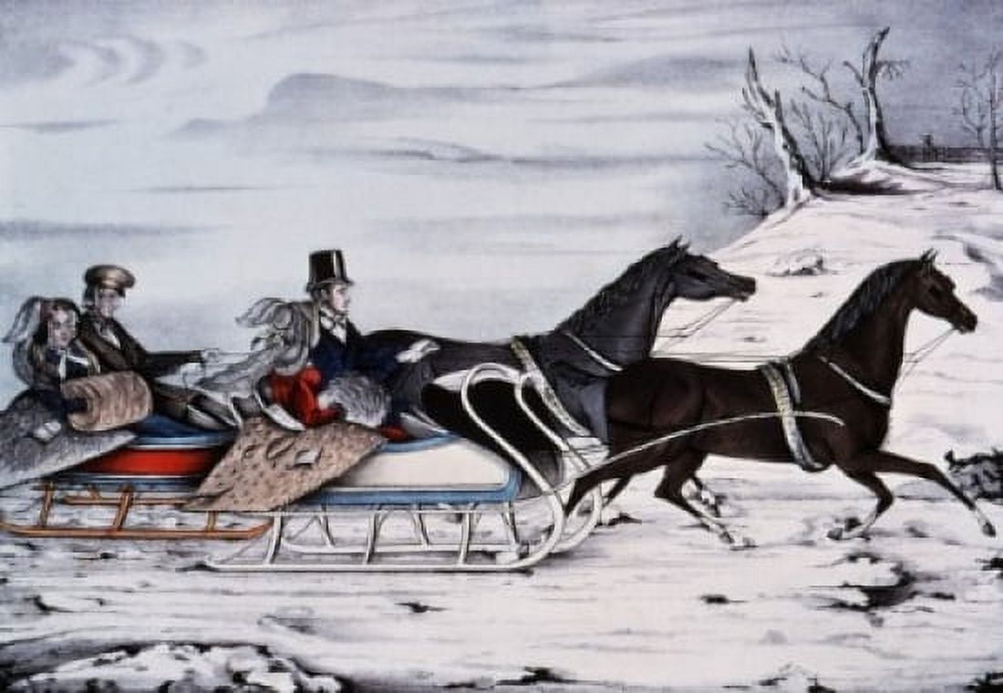 The Sleigh Race Currier & Ives (1834-1907 American) Color lithograph Library of Congress Washington DC USA Canvas Art - Currier & Ives (24 x 36)