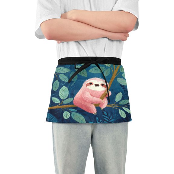 The Sloth's Hug Waist wrap apron Adjustable service half apron for kitchen cooking Use 3 pockets Suitable for both men and women