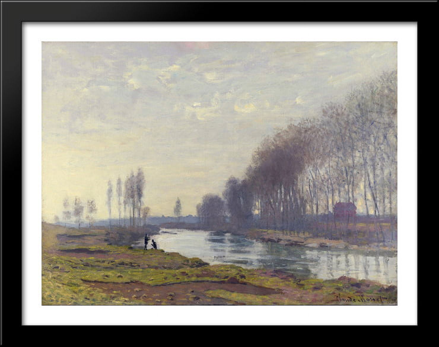 The Small Arm of the Seine at Argenteuil 36x28 Large Black Wood Framed ...
