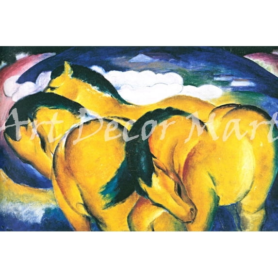 The Small Yellow Horses-Marc - CANVAS OR FINE PRINT WALL ART