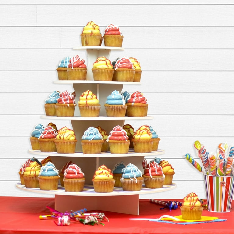 The Smart Baker - Adjustable, Reusable 3 Tier Flower Cupcake & Dessert  Tower Display Stand, White - Holds up to 48+ Cupcakes | Weddings, Parties