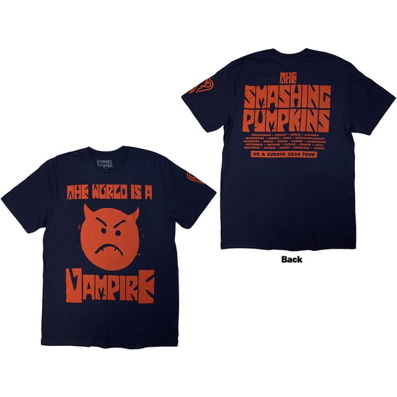 The Smashing Pumpkins Unisex T-Shirt World Is A Vampire (Navy Blue) (Back Print)