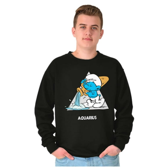The Smurfs Aquarius Zodiac Sign Sweatshirt for Men or Women Brisco Brands S