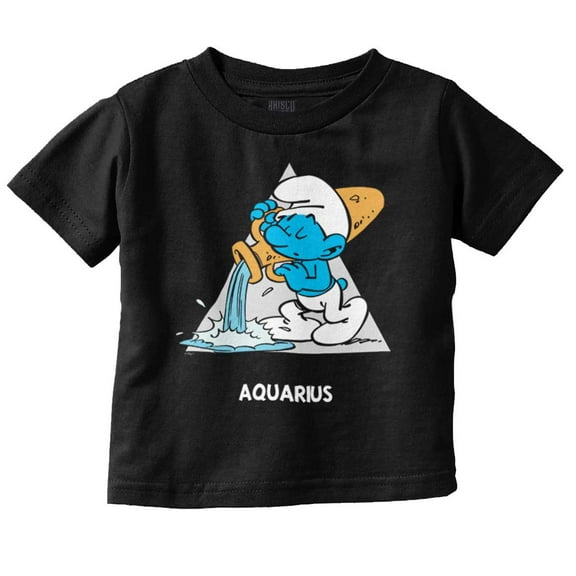The Smurfs Aquarius Zodiac Sign Toddler Boy Girl T Shirt Infant Toddler Brisco Brands 2T