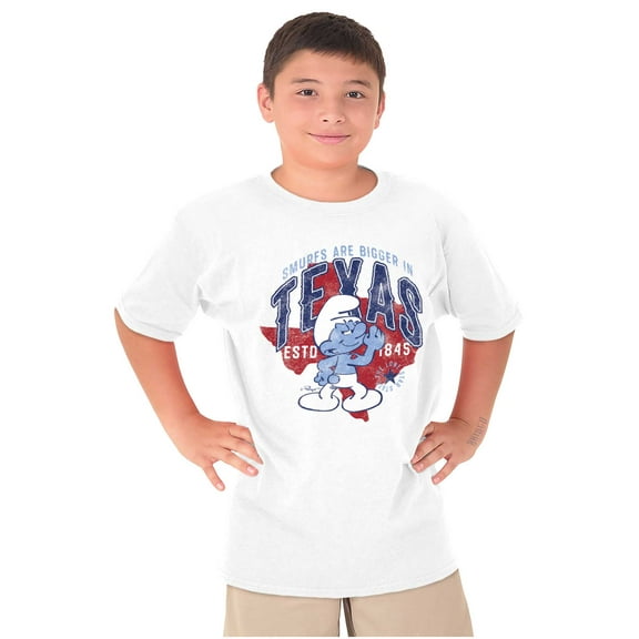 The Smurfs Are Bigger in Texas State Crewneck T Shirts Boy Girl Teen Brisco Brands X