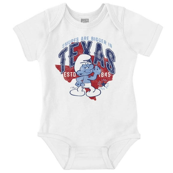 The Smurfs Are Bigger in Texas State Romper Boys or Girls Infant Baby Brisco Brands NB