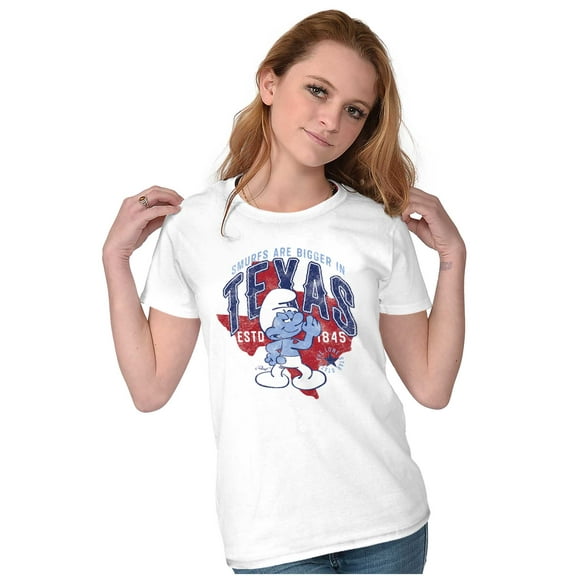 The Smurfs Are Bigger in Texas State Women's T Shirt Ladies Tee Brisco Brands X