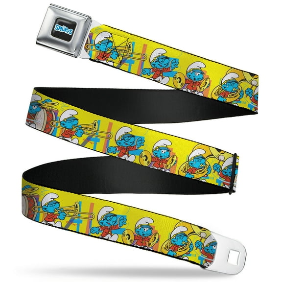 The Smurfs Belt, Seatbelt Buckle Belt, The Smurfs Carnival Party Band Line Yellow, 30 to 44 Inches