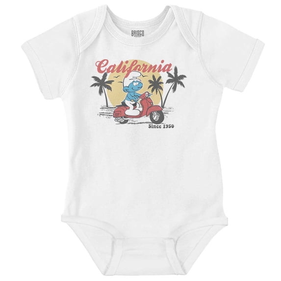 The Smurfs California Moped Adventure Romper Boys or Girls Infant Baby Brisco Brands NB