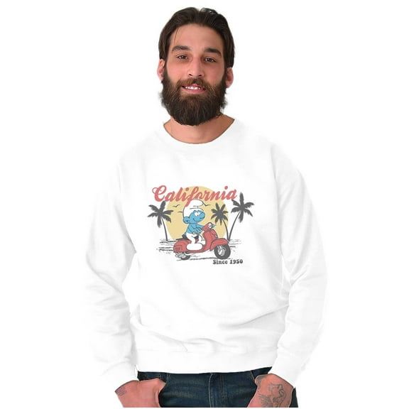 The Smurfs California Moped Adventure Sweatshirt for Men or Women Brisco Brands S