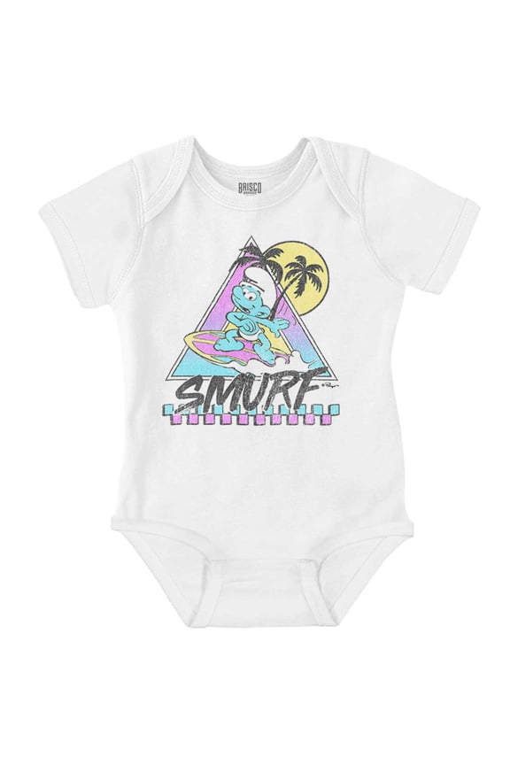 The Smurfs Cartoon Beach Vacation Romper Boys or Girls Infant Baby Brisco Brands NB