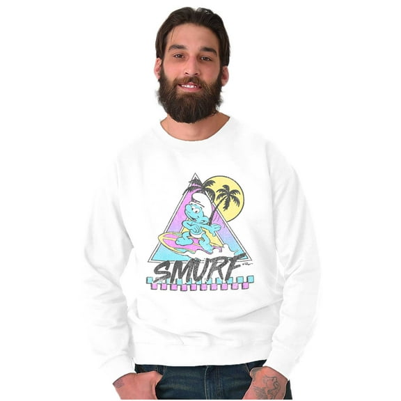 The Smurfs Cartoon Beach Vacation Unisex Plus Size Sweatshirt Brisco Brands 2X