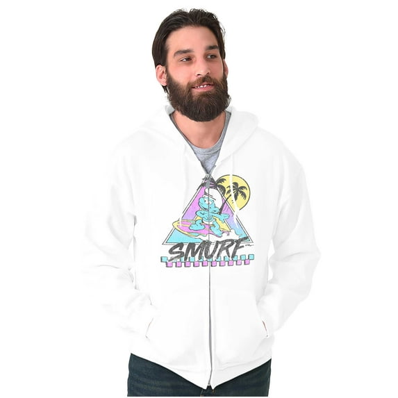 The Smurfs Cartoon Beach Vacation Zip Up Hoodie Men's Women's Brisco Brands S