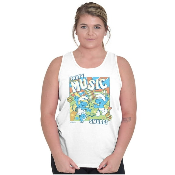 The Smurfs Cartoon Party Music Tank Top Tee Shirt Women Brisco Brands S