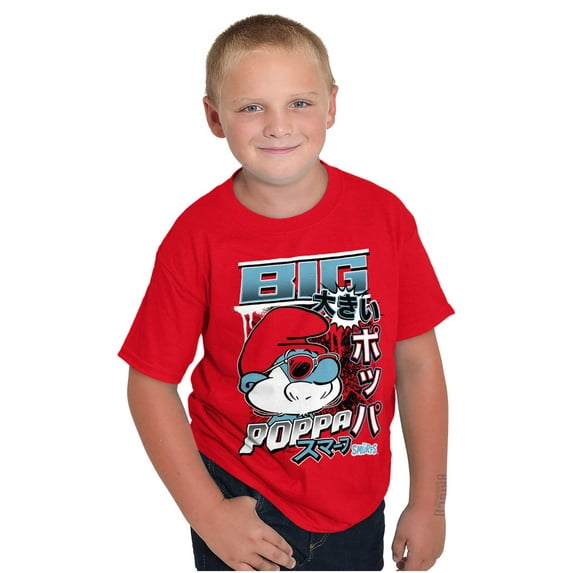 The Smurfs Cool Kanji Big Poppa Boys Kids T Shirt Tees Tops Teen Brisco Brands L