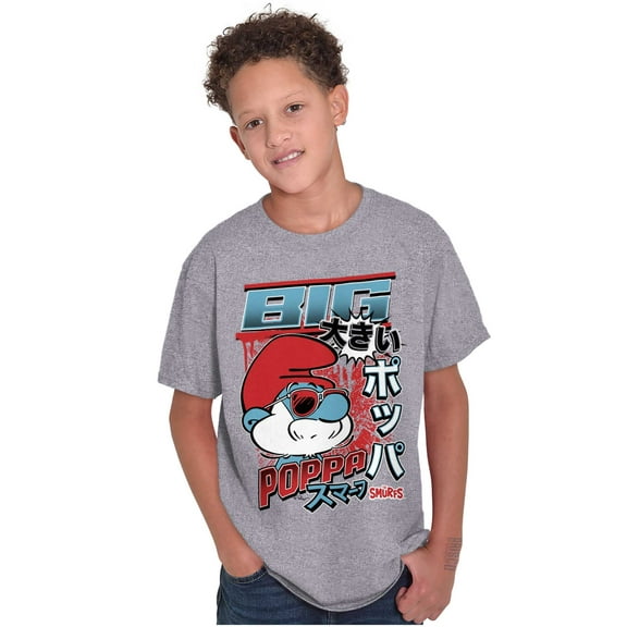 The Smurfs Cool Kanji Big Poppa Boys Kids T Shirt Tees Tops Teen Brisco Brands M
