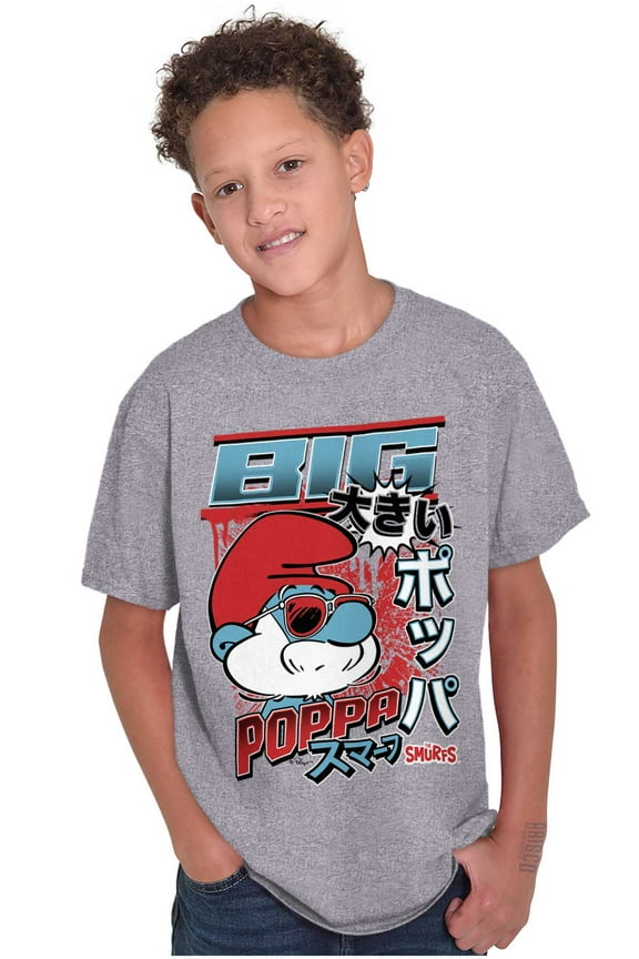 The Smurfs Cool Kanji Big Poppa Boys Kids T Shirt Tees Tops Teen Brisco Brands M