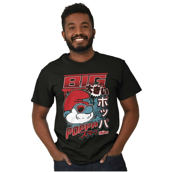 The Smurfs Cool Kanji Big Poppa Men's Graphic T Shirt Tees Brisco Brands S