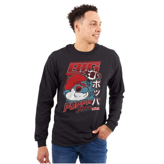The Smurfs Cool Kanji Big Poppa Men's Long Sleeve Tee T Shirt Brisco Brands L