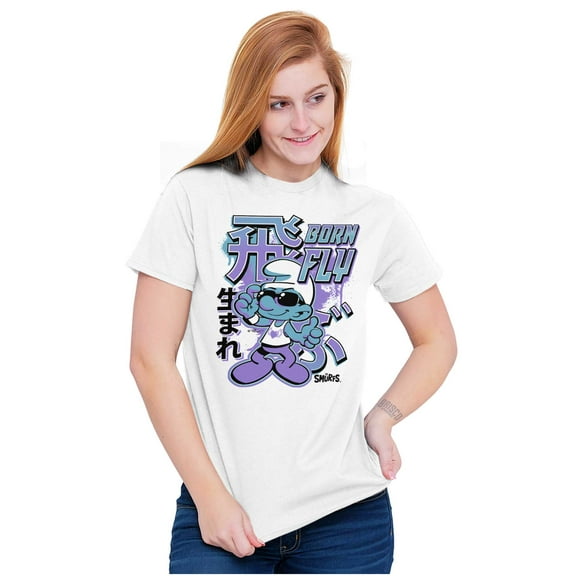 The Smurfs Cool Kanji Born Fly Men's Graphic T Shirt Tees Brisco Brands X