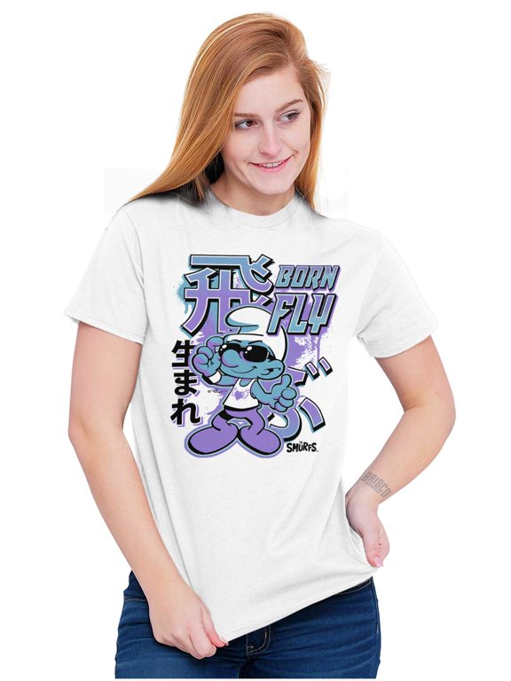 The Smurfs Cool Kanji Born Fly Men's Graphic T Shirt Tees Brisco Brands X