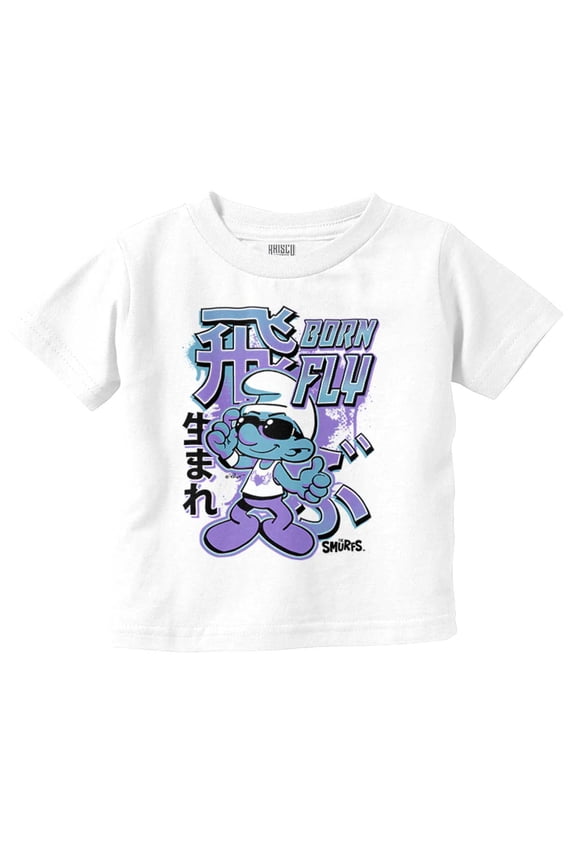 The Smurfs Cool Kanji Born Fly Toddler Boy Girl T Shirt Infant Toddler Brisco Brands 18M