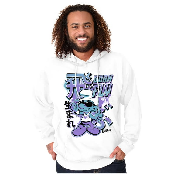 The Smurfs Cool Kanji Born Fly Unisex Plus Size Hoodie Brisco Brands 2X