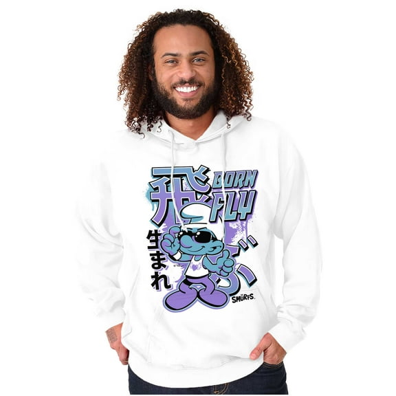 The Smurfs Cool Kanji Born Fly Unisex Plus Size Hoodie Brisco Brands 4X