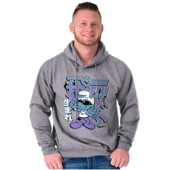 The Smurfs Cool Kanji Born Fly Unisex Plus Size Hoodie Brisco Brands 5X