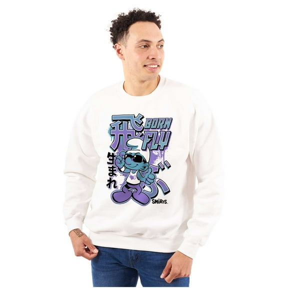 The Smurfs Cool Kanji Born Fly Unisex Plus Size Sweatshirt Brisco Brands 2X