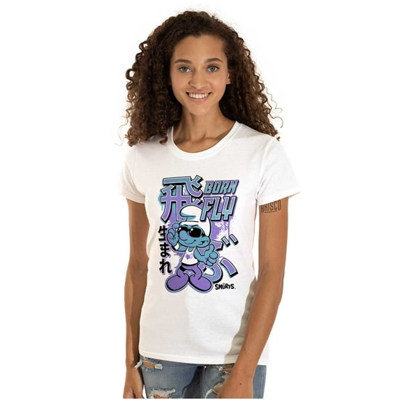 The Smurfs Cool Kanji Born Fly Women's Plus Size Shirt Brisco Brands 2X