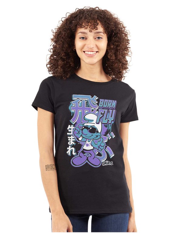 The Smurfs Cool Kanji Born Fly Women's T Shirt Ladies Tee Brisco Brands S