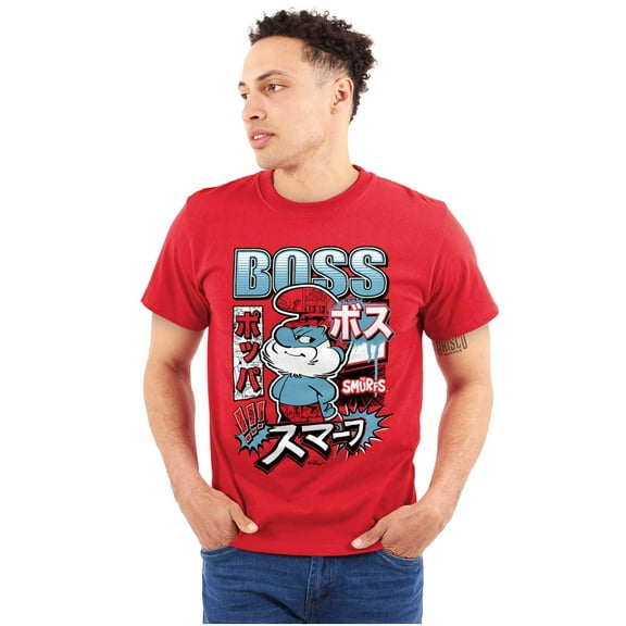 The Smurfs Cool Kanji Boss Papa Men's Big & Tall Crewneck Graphic Tee Brisco Brands 3X