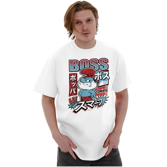 The Smurfs Cool Kanji Boss Papa Men's Graphic T Shirt Tees Brisco Brands L