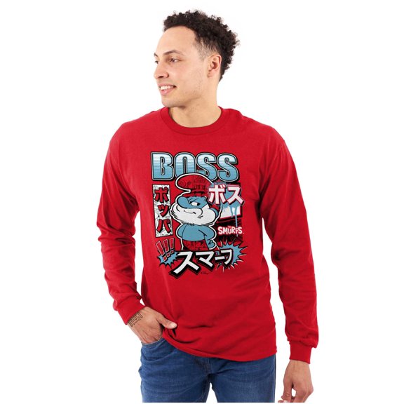 The Smurfs Cool Kanji Boss Papa Men's Long Sleeve Tee T Shirt Brisco Brands M