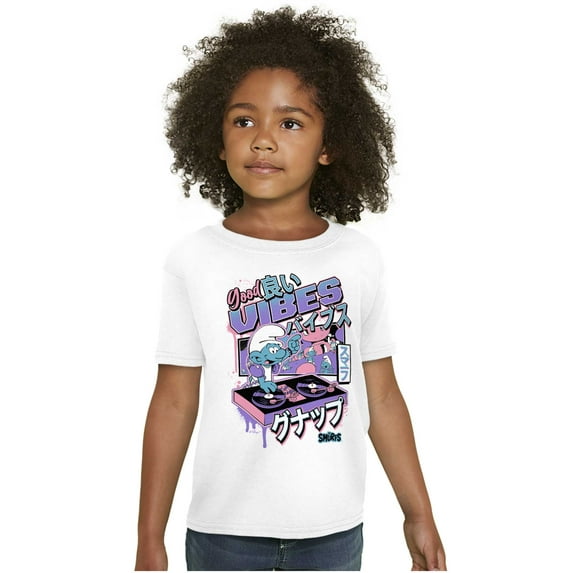The Smurfs Cool Kanji DJ Comic Panels Crewneck T Shirts Boy Girl Teen Brisco Brands M