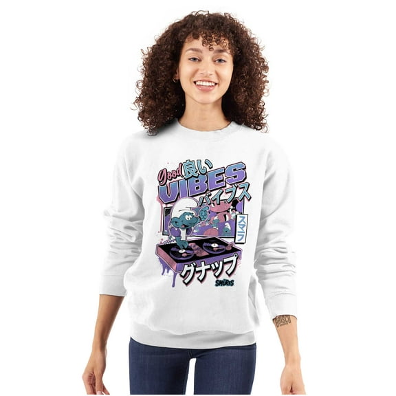 The Smurfs Cool Kanji DJ Comic Panels Sweatshirt for Men or Women Brisco Brands S