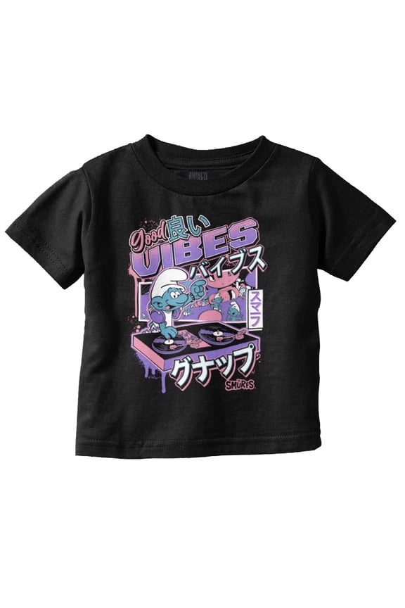 The Smurfs Cool Kanji DJ Comic Panels Toddler Boy Girl T Shirt Infant Toddler Brisco Brands 24M