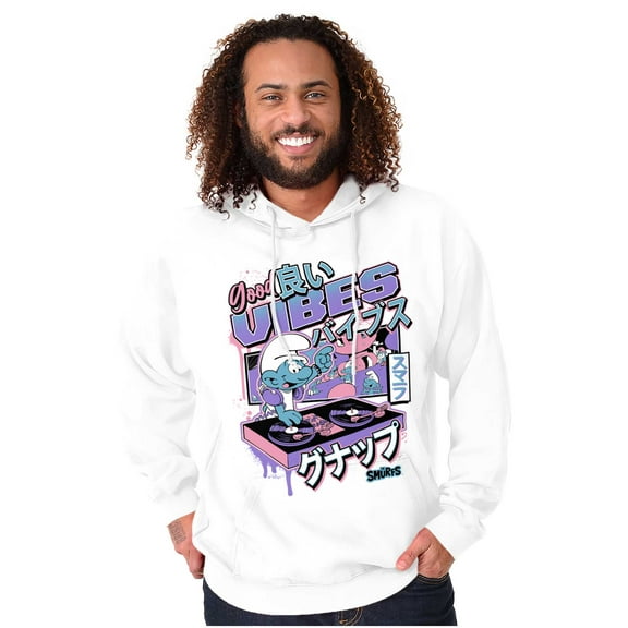 The Smurfs Cool Kanji DJ Comic Panels Unisex Plus Size Hoodie Brisco Brands 5X