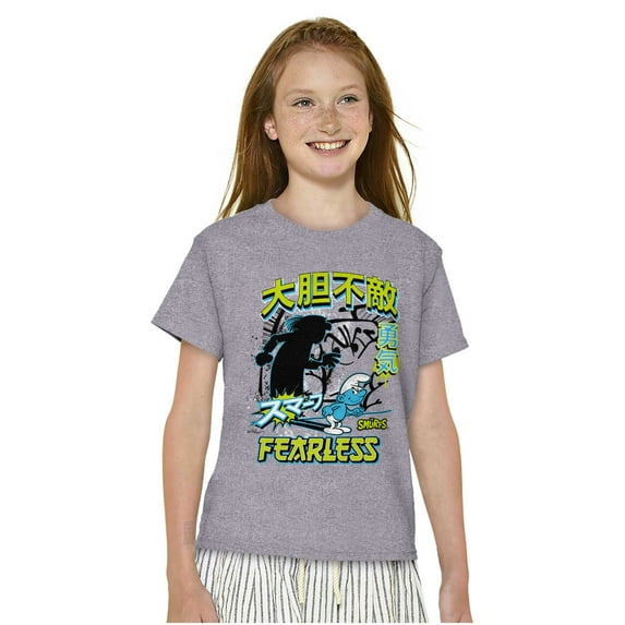 The Smurfs Cool Kanji Fearless Crewneck T Shirts Boy Girl Teen Brisco Brands M